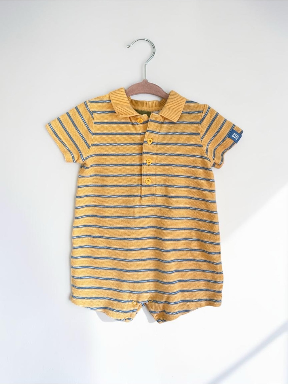 Vintage Eddie Bauer Baby Striped Polo Romper • 9M, Y2K